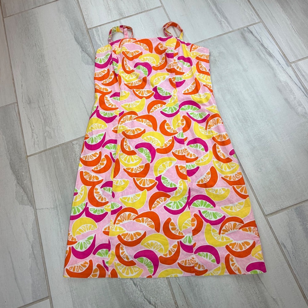 Lilly Pulitzer Pink Citrus Slice Cotton Shift Sundress Smocked Back 8